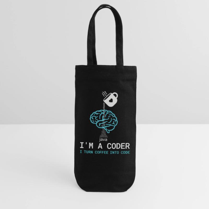 Coder T-Shirt: Coffee into Code – Nerdy Programmie Geschenkbeutel für Flaschen