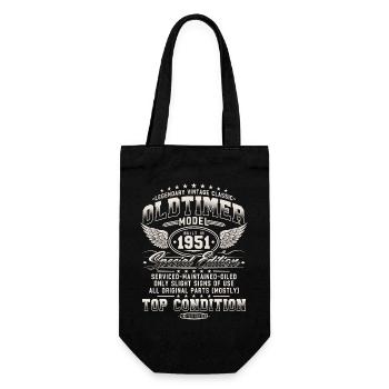 Oldtimer Baujahr 1951 Jahrgang Geburtstag Geschenk - Geschenkbeutel für Flaschen - Schwarz - Vorne
