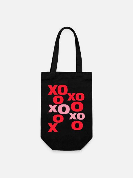 XO Liebesbriefe süße Valentinstag-Typografie - Geschenkbeutel für Flaschen - Schwarz