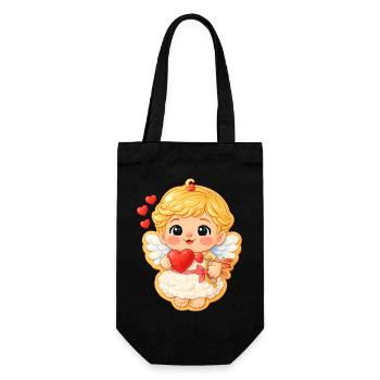 Motif biscuit doux ange de la Saint-Valentin avec cœur - Sac à bouteille - noir - Devant