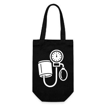 Blutdruckmessgerät Icon Medizin Pflege - Geschenkbeutel für Flaschen - Schwarz - Vorne