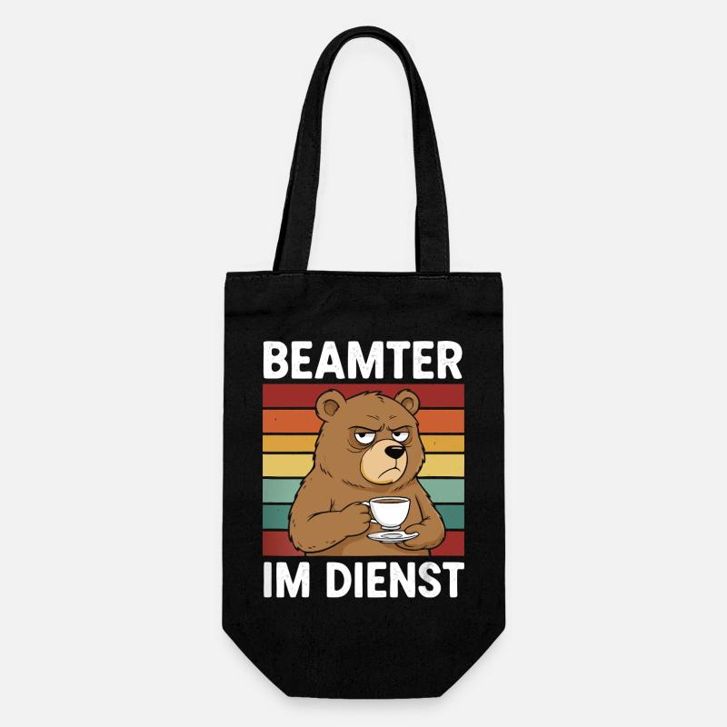 Beamter Kaffee Bär Beamtentum Beamte - Geschenkbeutel für Flaschen - Schwarz