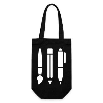 Brush, Pencil and Pen - Art Symbol - Gift Bag for Bottles - black - Front