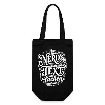 Nerd liest Text Humor Spruch - Geschenkbeutel für Flaschen - Schwarz - Vorne