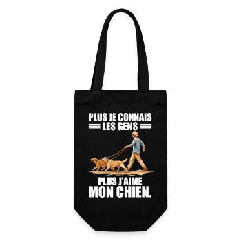 Plus Je Connais Les Gens... Humour Chien & Rétro - Sac à bouteille - noir - Devant