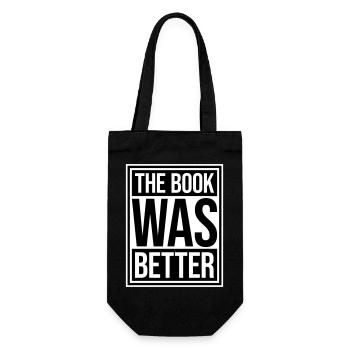 The Book Was Better Lustig Bücherwurm Film Spruch - Geschenkbeutel für Flaschen - Schwarz - Vorne