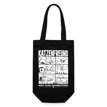 Katzenfreund Liebe Katze Comic - Geschenkbeutel für Flaschen - Schwarz - Vorne