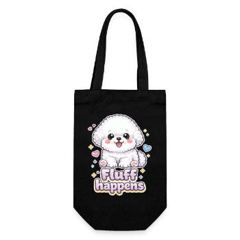 Fluff Happens – kawaii Bichon Dog Design - Geschenkbeutel für Flaschen - Schwarz - Vorne