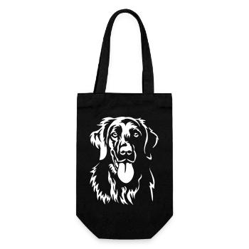 Flat-coated Retriever Kopf "Black Edition" - Geschenkbeutel für Flaschen - Schwarz - Vorne