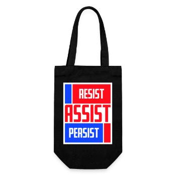 Resist Assist Persist Aktivismus Motivation Logo - Geschenkbeutel für Flaschen - Schwarz - Vorne