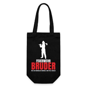 Feuerwehr Bruder wie normaler Bruder nur cooler - Geschenkbeutel für Flaschen - Schwarz - Vorne