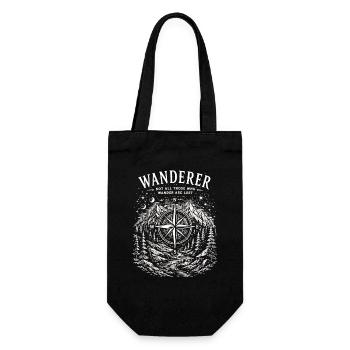 Wanderer-Kompass-Berg-Design - Geschenkbeutel für Flaschen - Schwarz - Vorne