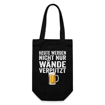 Lustiger Bier Spruch Maurer - Geschenkbeutel für Flaschen - Schwarz - Vorne