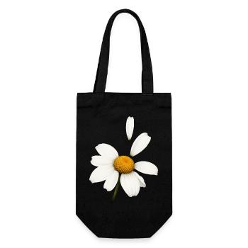Margerite mit fliegenden Blütenblättern Design - Geschenkbeutel für Flaschen - Schwarz - Vorne