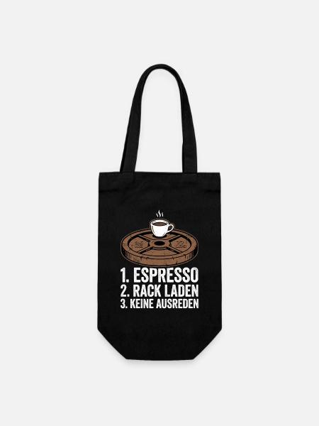 Kaffee vor Kniebeugen - Geschenkbeutel für Flaschen - Schwarz