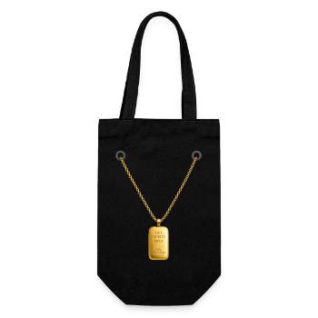 Goldbarren Kettenanhänger  - Geschenkbeutel für Flaschen - Schwarz - Vorne