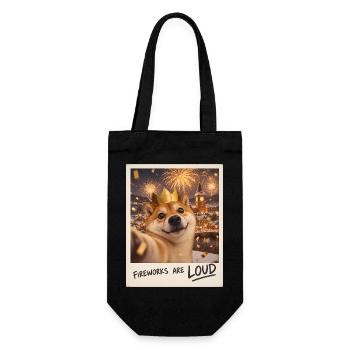 Fireworks Are Loud Shiba Inu Silvester - Geschenkbeutel für Flaschen - Schwarz - Vorne
