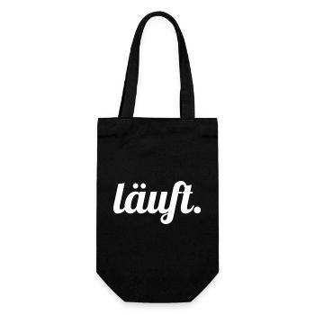 Läuft. Handlettering Script - Geschenkbeutel für Flaschen - Schwarz - Vorne