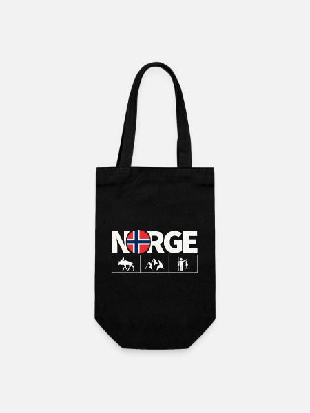 Norge Norwegen Flagge Elch Angeln Fjord - Geschenkbeutel für Flaschen - Schwarz
