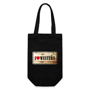 Ich liebe Western Vintage Schild - Geschenkbeutel für Flaschen - Schwarz - Vorne