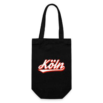 Köln Schriftzug Design mit roter Kontur - Geschenkbeutel für Flaschen - Schwarz - Vorne