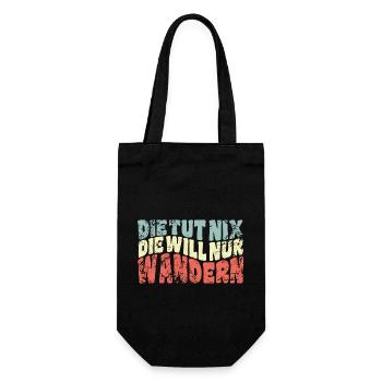 Die tut nix, die will nur wandern - Spruch - Geschenkbeutel für Flaschen - Schwarz - Vorne