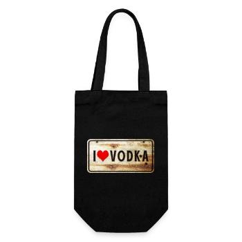Panneau vintage « I love vodka » - Sac à bouteille - noir - Devant