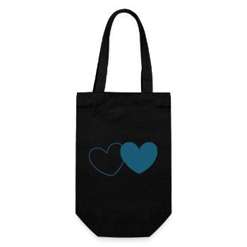 Coeur bleu 2 coeurs Saint-Valentin - Sac à bouteille - noir - Devant