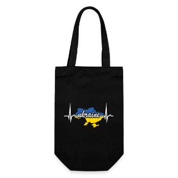 Ukraine Herzkurve - Frieden für die Ukraine - Geschenkbeutel für Flaschen - Schwarz - Vorne