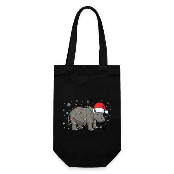 Hippopotame avec bonnet de Père Noël - Sac à bouteille - noir - Devant