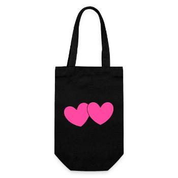 Herz rosa Herz pink Geschenk Valentinstag - Geschenkbeutel für Flaschen - Schwarz - Vorne