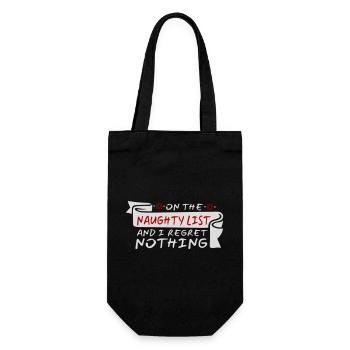 On the naughty list and regret nothing XMas Spruch - Gift Bag for Bottles - black - Front