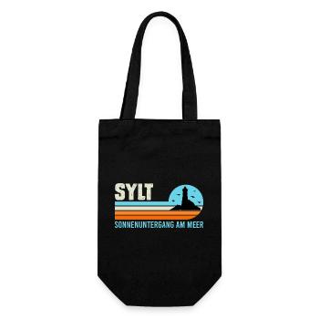 Nordsee Urlaub SONNENUNTERGANG AM MEER Lustig - Geschenkbeutel für Flaschen - Schwarz - Vorne
