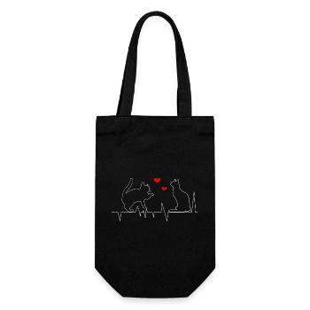 Chats, battement de cœur, cadeau pour l’amoureux des chats - Sac à bouteille - noir - Devant