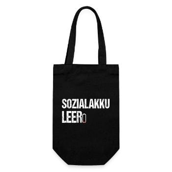 Sozialakku leer - Lustiger Spruch für Introverte - Geschenkbeutel für Flaschen - Schwarz - Vorne