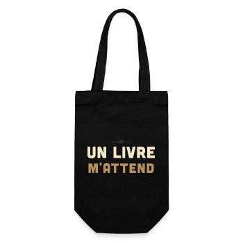 Un Livre M'Attend - Cadeau Lecteur - Sac à bouteille - noir - Devant
