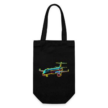 Airplane Comic Style - Gift Bag for Bottles - black - Front