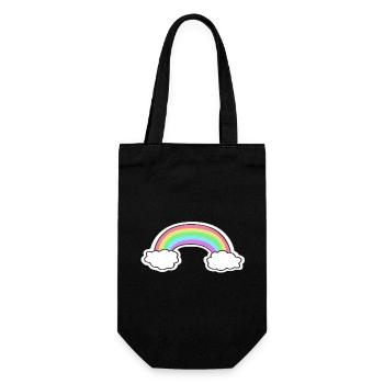Pastellregenbogen mit Wolken Motiv - Geschenkbeutel für Flaschen - Schwarz - Vorne