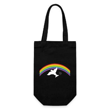 RAINBOW Regenbogen with peace dove - Geschenkbeutel für Flaschen - Schwarz - Vorne
