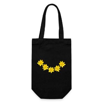 Yellow Buttercup Flower Arch – Spring Floral Wreat - Gift Bag for Bottles - black - Front
