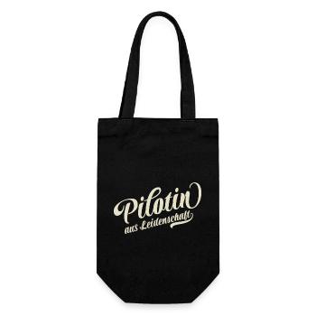 Pilotin aus Leidenschaft - Motivation und Erfolg - Geschenkbeutel für Flaschen - Schwarz - Vorne