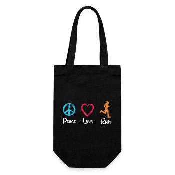 Frieden Liebe Laufen - Geschenkbeutel für Flaschen - Schwarz - Vorne