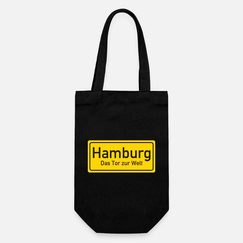 Hamburger Ortsschild Deutschland - Geschenkbeutel für Flaschen - Schwarz