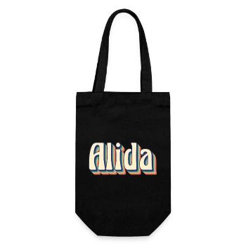 Alida T-Shirt Retro Vintage T-Shirt Geschenkidee - Geschenkbeutel für Flaschen - Schwarz - Vorne