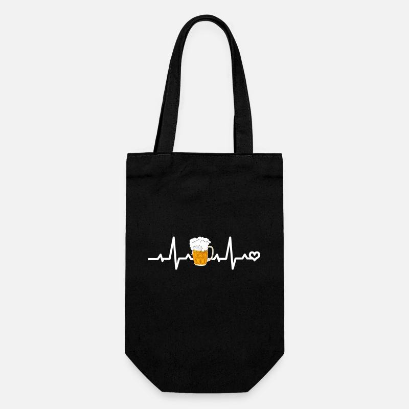 Beer Heart Line - Gift Bag for Bottles - black