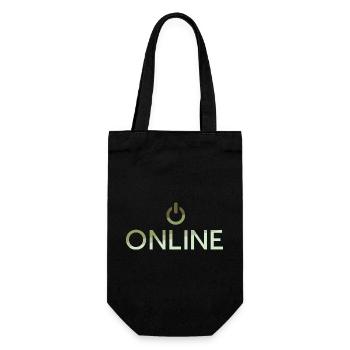 online Schriftzug - On Button aktiv - Geschenkbeutel für Flaschen - Schwarz - Vorne