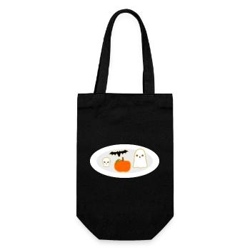 Assiette à biscuits d’Halloween avec crâne fantôme de citrouille - Sac à bouteille - noir - Devant