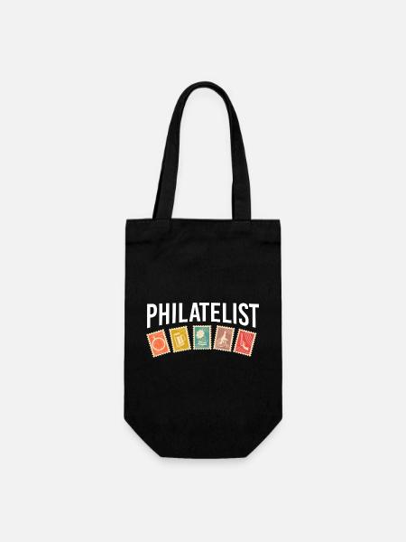 Stamp Collection Philatelist Stamps - Gift Bag for Bottles - black