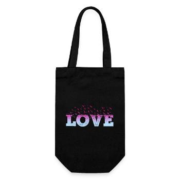 Liebe Love Herz Vögel Romantisch Ich Liebe Dich - Geschenkbeutel für Flaschen - Schwarz - Vorne