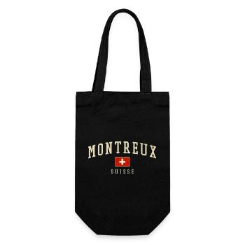 Montreux Schweiz Emblem Retro - Geschenkbeutel für Flaschen - Schwarz - Vorne